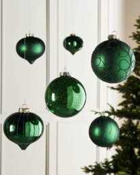 WeRChristmas Christmas Green Glass Christmas Baubles, 6 Pack, 10 Cm - thumbnail 2