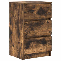Berkfield Bedside Cabinet With 3 Drawers Smoked Oak 39X35X65 Cm - thumbnail 2