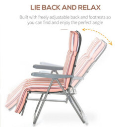 Outsunny Set Of 2 Adjustable Sun Lounger Recliner Reclining Seat Orange/white - thumbnail 4
