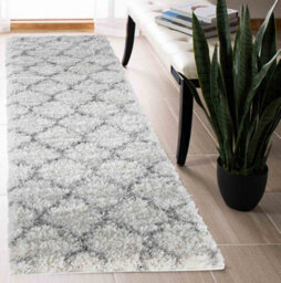 Moroccan Berber Shaggy Rugs Living Room Trellis Light Cream 60X220 Cm