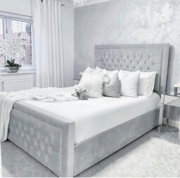 Stratus Interiors Bliss Bed Diamond Pattern Bed With Bumper Border - Add Professional Assembly & Delivery- Small Double - Gas Lift Ottoman Storage - thumbnail 2