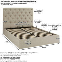 The Furniture Market Chesterfield Button Bed - 4Ft 6In Double - Natural Fabric - thumbnail 9