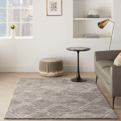 Venosa Vsn01 Grey Ivory Geometric Rug By Nourison-160Cm X 221Cm - image 1
