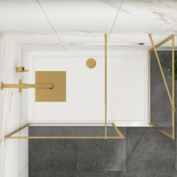 Royal Bathrooms Luxor Walk In Wet Room Shower Enclosure With 1600 X 700mm Stone Tray & Brushed Brass Frame 8mm Easy Clean Glass - thumbnail 5
