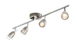 GoodHome Mantus Tube Gloss Gun Metal & Chrome 4 Light Spotlight - thumbnail 6