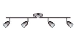 GoodHome Mantus Tube Gloss Gun Metal & Chrome 4 Light Spotlight - thumbnail 2
