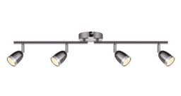 GoodHome Mantus Tube Gloss Gun Metal & Chrome 4 Light Spotlight - thumbnail 3