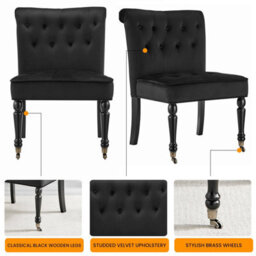 Bravich Winston Velvet Accent Chair On Wheels Black - thumbnail 8