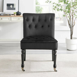 Bravich Winston Velvet Accent Chair On Wheels Black - thumbnail 2