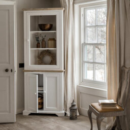 Statement Furniture Florence Corner Display Cabinet, Glass Door White Dresser