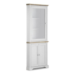 Statement Furniture Florence Corner Display Cabinet, Glass Door White Dresser - thumbnail 4