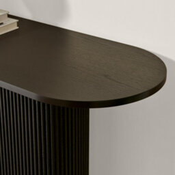 Furniturebox Uk Penrose Rounded Black Wood Console Table - thumbnail 5