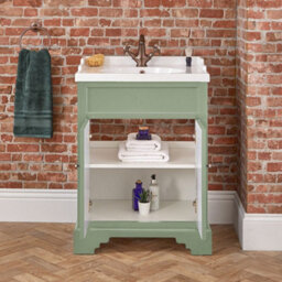 Homestylestore Pastel Green 630mm Bathroom Vanity Unit And Round Aged Bronze Handles - thumbnail 2