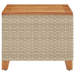 Vidaxl Garden Table Beige 45X45X37 Cm Poly Rattan Acacia Wood - thumbnail 5