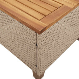 Vidaxl Garden Table Beige 45X45X37 Cm Poly Rattan Acacia Wood - thumbnail 8