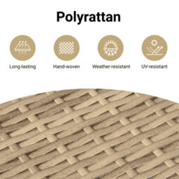 Vidaxl Garden Table Beige 45X45X37 Cm Poly Rattan Acacia Wood - thumbnail 7