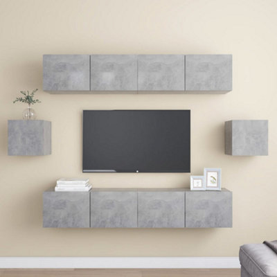 Berkfield 6 Piece Tv Cabinet Set Concrete Grey Engineered Wood - image 1