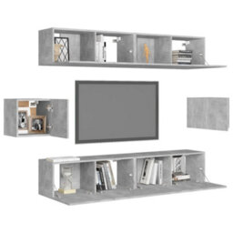 Berkfield 6 Piece Tv Cabinet Set Concrete Grey Engineered Wood - thumbnail 3
