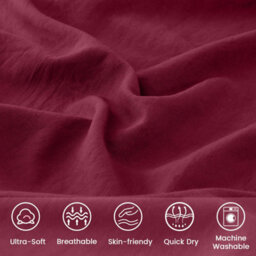 Bedlooms Burgundy Cotton Duvet Cover Set, Breathable & Anti-Allergic Bedding Set, Super King 260X220Cm - thumbnail 4