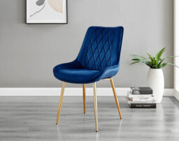 Furniturebox Carson 4 Seater White Marble Effect Rectangular Scratch Resistant Dining Table With 4 Navy Pesaro Velvet Black Leg Chairs - thumbnail 5