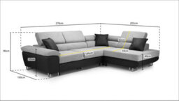 Anton - Sofa - Storage - Sofa Bed - Black/grey - Faux Leather/fabric Black/grey, Right Hand Corner - thumbnail 7