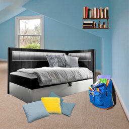 Junior Gold 3 Childrens Bed With Storage 80X200 Cm White Black Right Corner - thumbnail 1