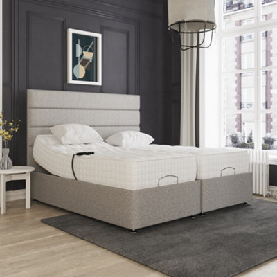 Milan Electric Adjustable Bed Set Fabric Pocket Sprung Mattress, Floor Standing Headboard - 6Ft - Silver - image 1