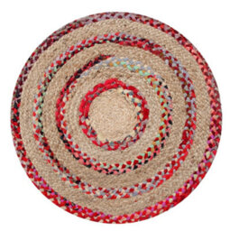 Second Nature Online Fiesta Round Rug Jute Hand Woven With Recycled Fabric / 60 Cm Diameter - thumbnail 2
