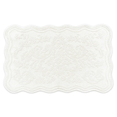 Allure Bath Fashions Gracie Floral Jacquard Scalloped Bath Mat - Cream - image 1