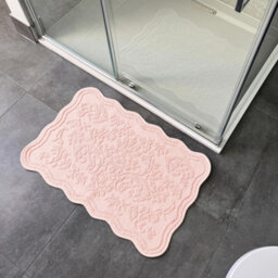 Allure Bath Fashions Gracie Floral Jacquard Scalloped Bath Mat - Cream - thumbnail 4