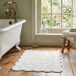 Allure Bath Fashions Gracie Floral Jacquard Scalloped Bath Mat - Cream - thumbnail 3
