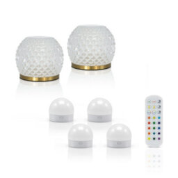Auraglow Omniance Aurelia Rechargeable Wireless Table Lamp With Remote - 2 Lamps, 4 Light Sources, 1 Remote - thumbnail 1