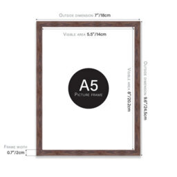 A5 Walnut Picture Frame Fits A5 (14.8 X 21Cm - 5.8 X 8.3In) Poster, Photo, Artwork, Or Print. - thumbnail 2
