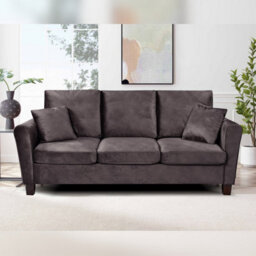 Comfy Living Brushed Velvet 3 Seater Sofa In Mottled Mink