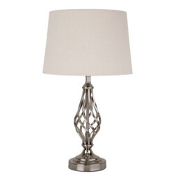 Lighting Supermarket Queenswood Barley Twist Table Lamp With Ivory Linen Shade - Silver Chrome - thumbnail 1