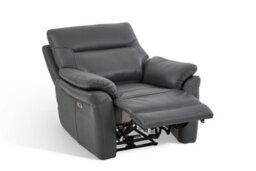 Dark Grey Leather Electric 1 Seater Recliner Chair - thumbnail 4