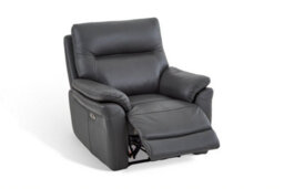 Dark Grey Leather Electric 1 Seater Recliner Chair - thumbnail 3