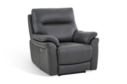 Dark Grey Leather Electric 1 Seater Recliner Chair - thumbnail 2