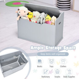 Costway Modern 2-In-1 Flip-Top Wooden Storage Chest Storage Organizer Bench Toy Box Unit - thumbnail 4