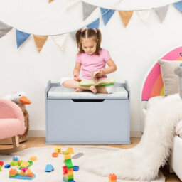 Costway Modern 2-In-1 Flip-Top Wooden Storage Chest Storage Organizer Bench Toy Box Unit - thumbnail 7