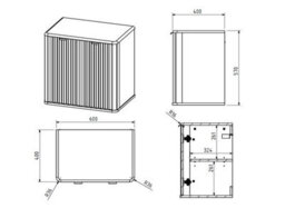 Impact Furniture Under Sink Bathroom Cabinet Black Vanity Unit With 600mm Countertop Fluted Ribbed Doors Nero - thumbnail 9