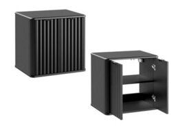 Impact Furniture Under Sink Bathroom Cabinet Black Vanity Unit With 600mm Countertop Fluted Ribbed Doors Nero - thumbnail 8
