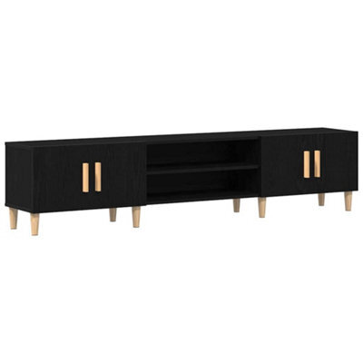 Berkfield Modern Tv Cabinet Black Oak 180X31,5X40 Cm Engineered Wood - image 1