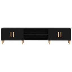 Berkfield Modern Tv Cabinet Black Oak 180X31,5X40 Cm Engineered Wood - thumbnail 7