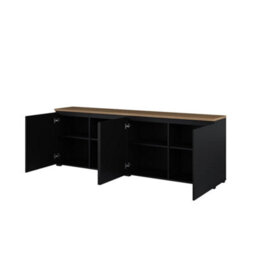 Arte Modo 200Cm Sideboard Cabinet - Black & Oak Mauvella, Generous Storage With Soft Modern Contrast - thumbnail 3
