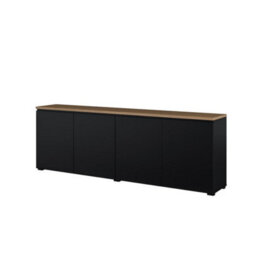 Arte Modo 200Cm Sideboard Cabinet - Black & Oak Mauvella, Generous Storage With Soft Modern Contrast - thumbnail 2