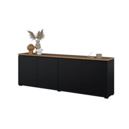 Arte Modo 200Cm Sideboard Cabinet - Black & Oak Mauvella, Generous Storage With Soft Modern Contrast - thumbnail 5