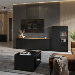 Arte Modo 200Cm Sideboard Cabinet - Black & Oak Mauvella, Generous Storage With Soft Modern Contrast - thumbnail 7