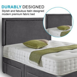 Dining Tables Seoul Matching Headboard Divan Set, 2 Drawer On Same Side With Sprung 1500 Comfort Mattress - Plush Steel - Double - thumbnail 3