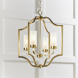 Luminosa Lighting Luminosa Edrea 4 Light Ceiling Pendant Satin Brass & Frosted Glass, E14 - thumbnail 3